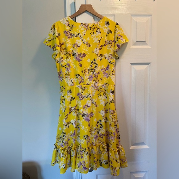 Sunshine Yellow Dress with Purple Floral Detailing | 10 | Julia Jordan - Picture 6 of 6